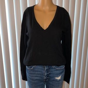 Anthropologie Black V-Neck Long-sleeved Shirt